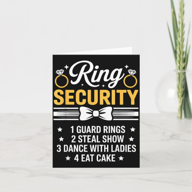 Carte Ring Security Wedding Party Funny Ring Bearer  (Devant)