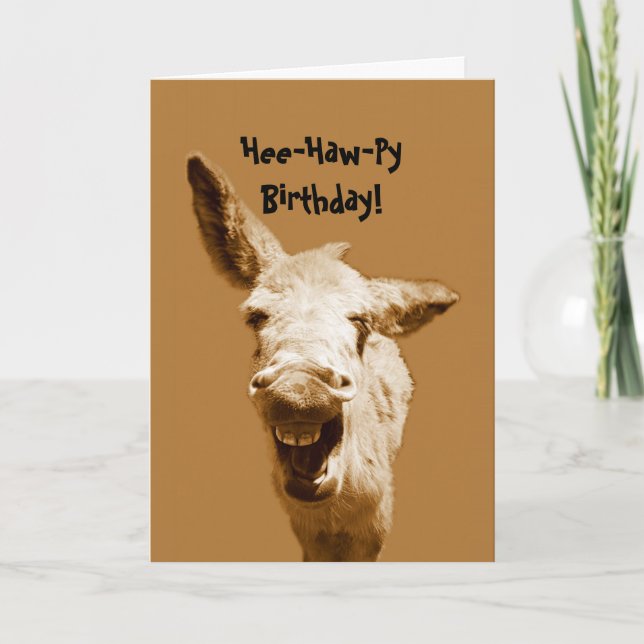 Carte Rire Les Voeux D'Anniversaire D'Âne (Devant)