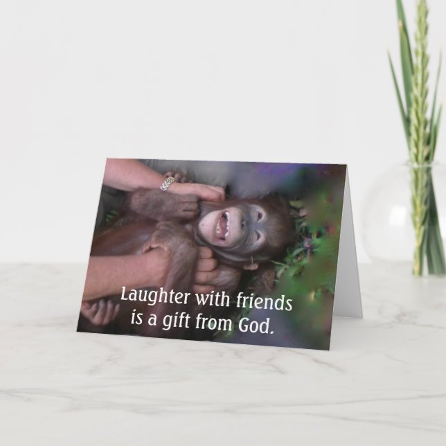 Carte Rires et amitié, Cadeau de Dieu (Devant)
