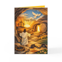 Risen Jesus Empty Tomb 3D Papercut Easter Card