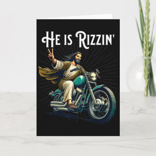 Carte Rizzen drôle Rizz Il est Rizzin Jésus à moto