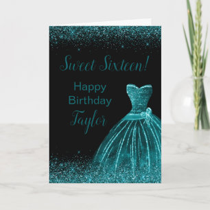 Carte Robe Bleue turquoise Faux Parties scintillant Douc