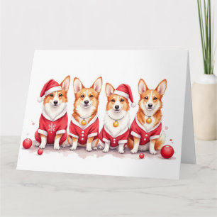 Carte Robe de Noël pour Corgi Gallois de Pembroke Chapea