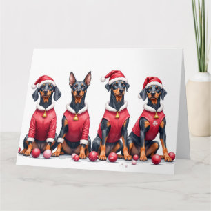 Carte Robe de Noël pour Doberman avec chapeau de Père No