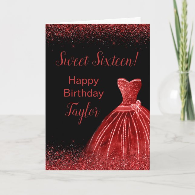 Carte Robe Rouge Lumineuse Faux Parties scintillant Douc (Devant)
