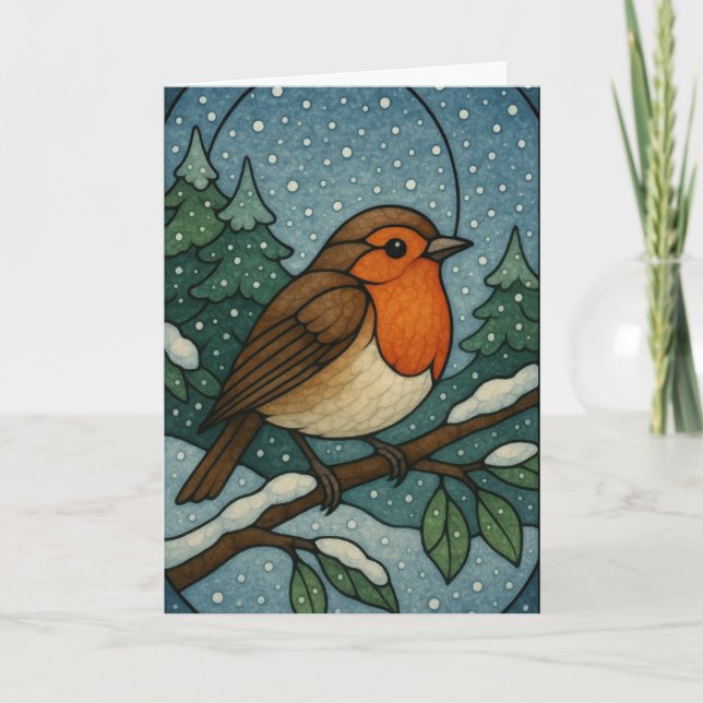 Carte Robin de Noël en verre (Devant)