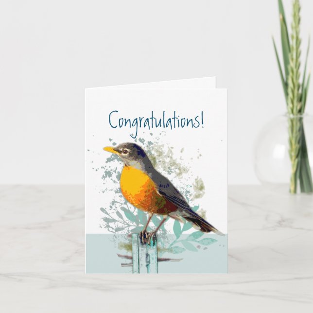 Carte Robin Garden Oiseaux Faune Félicitations (Devant)