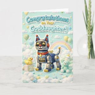 Carte Robo-chien adorable félicitations pour votre dieu 