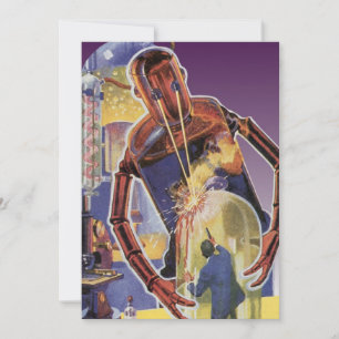 Carte Robot de science-fiction vintage avec les yeux de