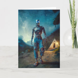 Carte Robot futuriste dans un paysage ancien