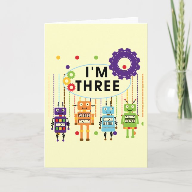 Carte Robot T-shirts et cadeaux d'anniversaire 3e (Devant)