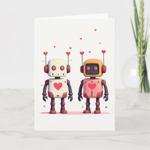 Carte Robots Minimalistes Cœurs