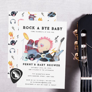 Carte Rock A Bye   Rock & Roll Baby Shower