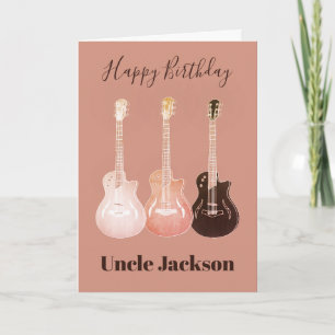 Carte Rock n Roll Rustic Guitares Nom de l'oncle