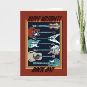 Carte Rock On Happy Birthday Guitares