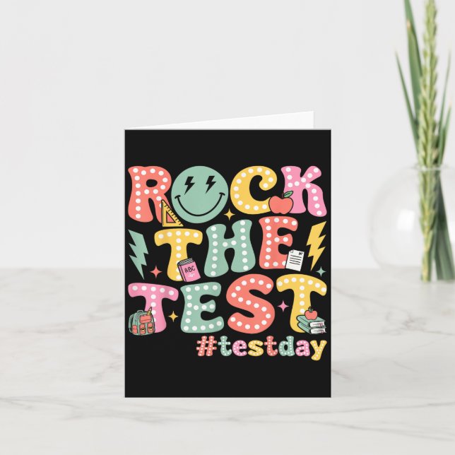 Carte Rock The Test Testing Day Retro Motivational Teach (Devant)