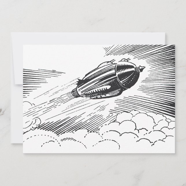 Carte Rocket de vaisseau spatial de science-fiction vint (Devant)