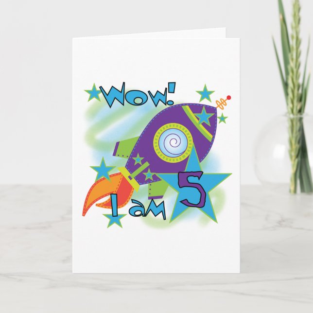 Carte Rocket Ship 5e Anniversaire T-shirts et cadeaux (Devant)