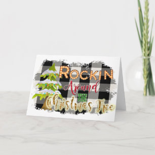 Carte Rockin Autour De L'Arbre De Noël Blanc À L'Intérie