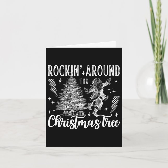 Carte Rockin' Autour De L'Arbre De Noël Dansant Père Noë (Devant)
