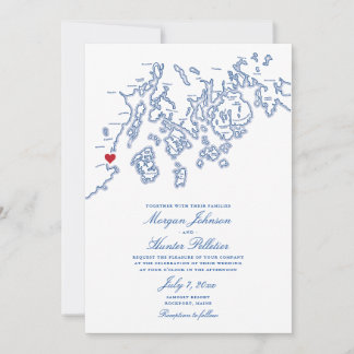 Carte Rockport Maine Élégant Mariage bleu marine