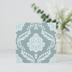 Carte Rococo Damassé Grand Motif Bleu Canard+Turquoise