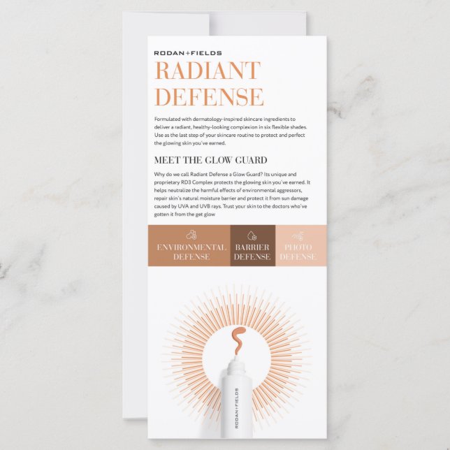 Carte Rodan et Fields Radiodéfense Flyer (Devant)