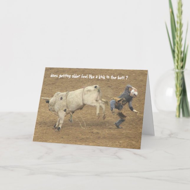 Carte Rodéo amusant sur la colline Anniversaire, Bull Ri (Devant)