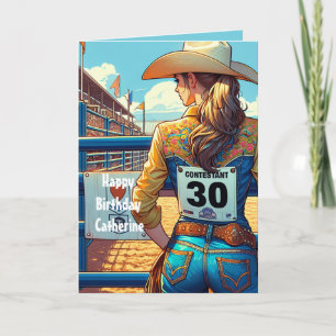 Carte Rodéo personnalisé pour les 30 ans de Cowgirl West