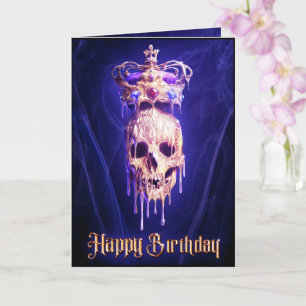 Carte Roi des morts qui fondent le crâne doré Anniversai