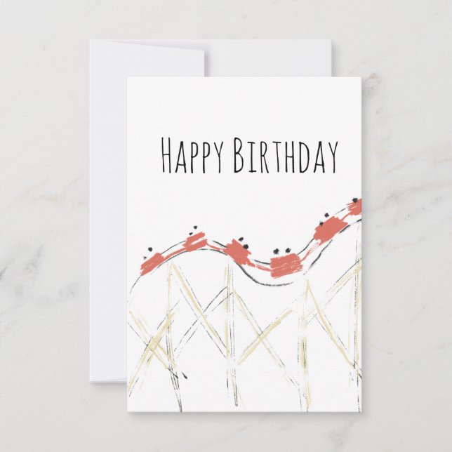 Carte Rollercoaster main dessinée Anniversaire (Devant)