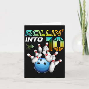 Carte Rollin Into 10 Retro Bowling Anniversaire 10e B