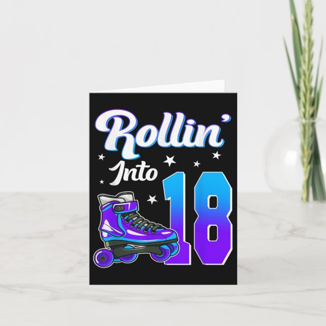 Carte Rollin Into 18 Roller Skating Theme Anniversaire 1 (Devant)