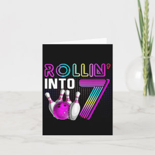 Carte Rollin Into 7 Bowling Anniversaire fête 7e Anniver