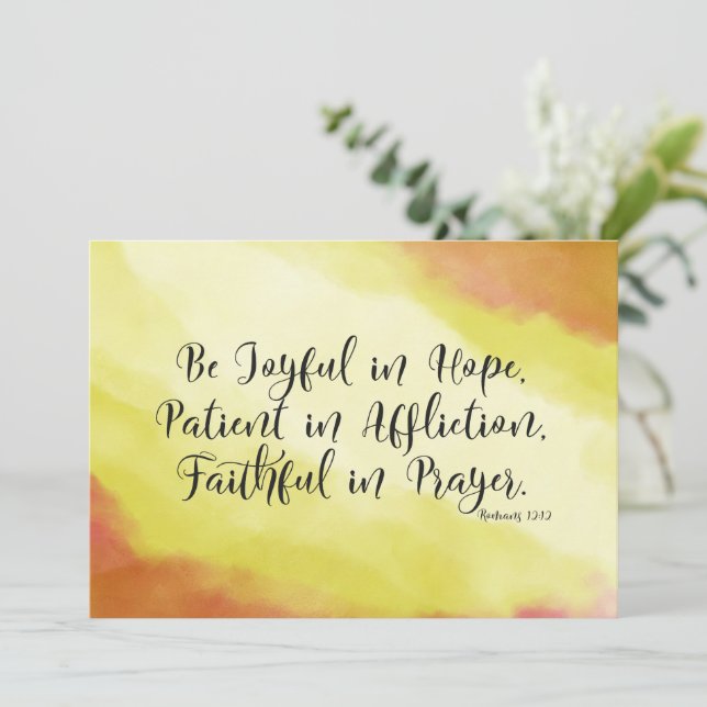Carte Romains 12:12 Joyeux dans Hope Christian Bible Car (Debout devant)