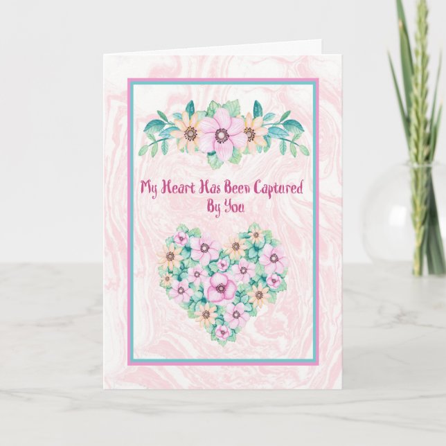 Carte Romance avec Coeur Floral (Devant)