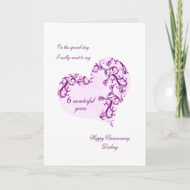 Carte Romantic 6th Wedding Anniversary (Devant)