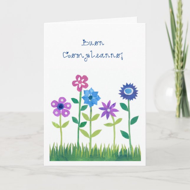 Carte Romantic Birthday Card with Italian Greeting (Devant)