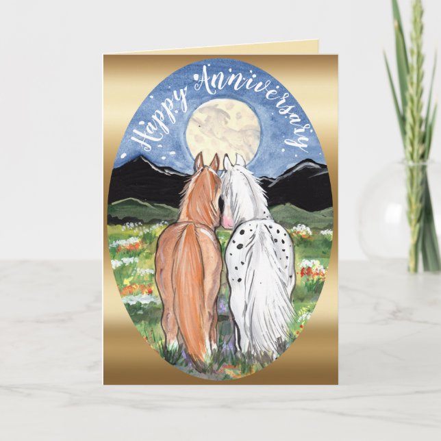 Carte Romantic Horse Moon Anniversaire Félicitations (Devant)