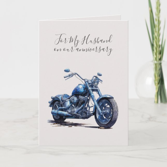 Carte Romantic I Love You Anniversary Blue Motorcycle (Devant)