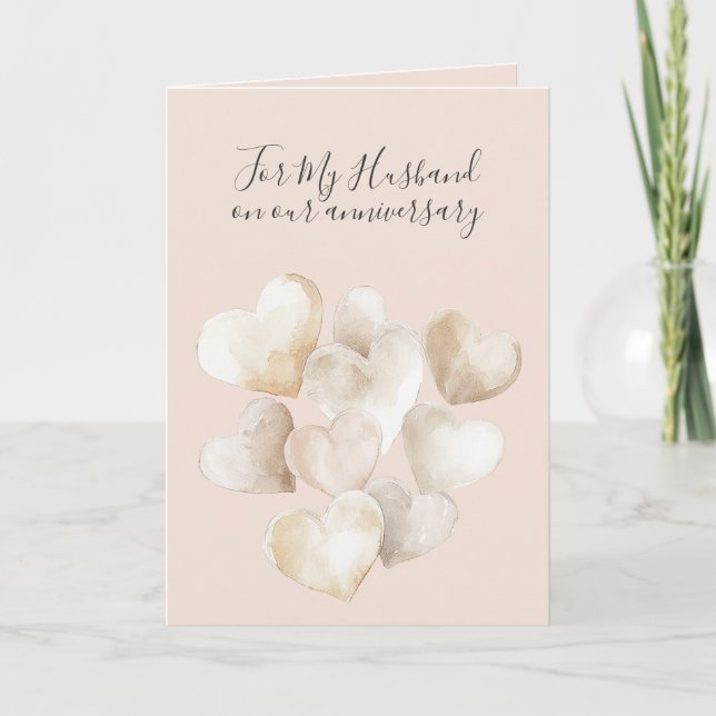 Carte Romantic I Love You Anniversary Peach Cream Hearts (Devant)