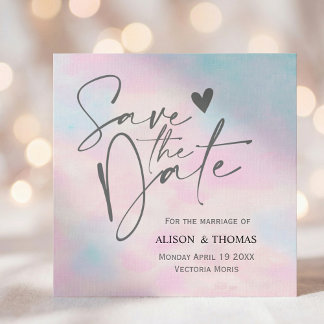 Carte Romantic Pastel Save The Dates – Soft Pink & Blue 