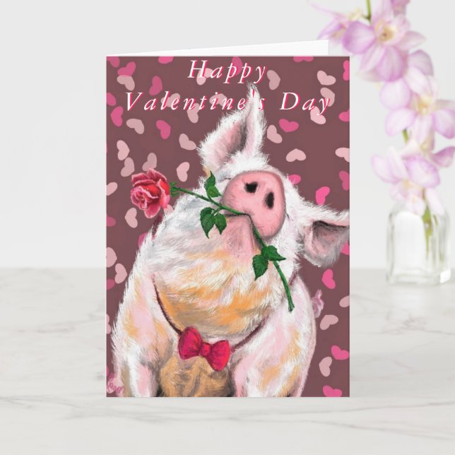 Carte Romantic Pig Funny Valentine's Day Card (Orchidée)