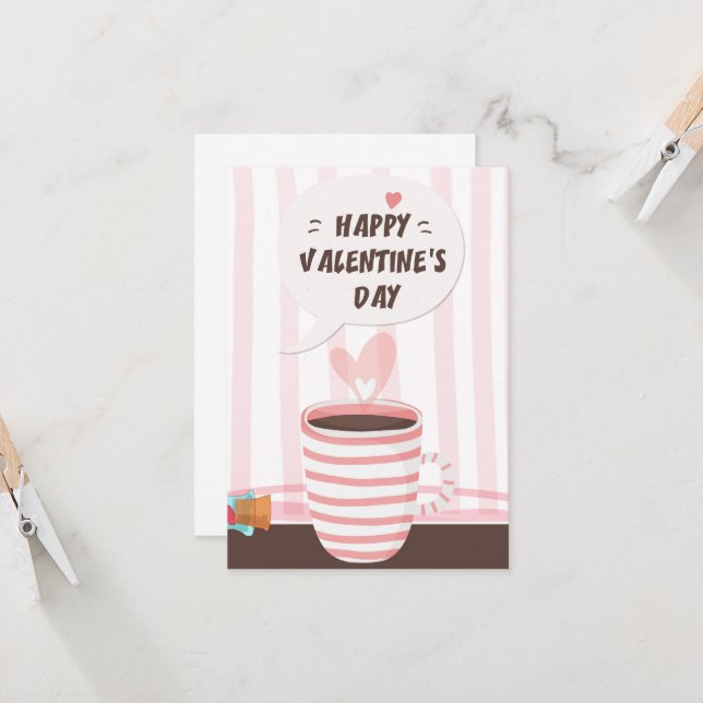 Carte Romantic Pink Graffiti Love Cup Saint Valentin (Devant/Arrière en situation)