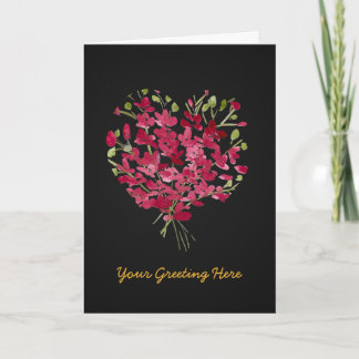 Carte Romantic Pink Watercolor Floral Heart Blank Card