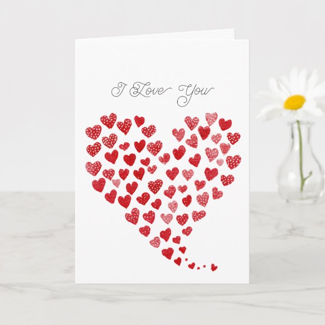 Carte Romantic Red Love Hearts  (Petite plante)