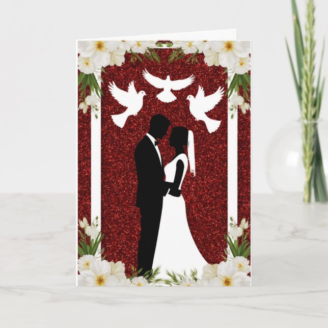 Carte Romantic Wedding Silhouette of Bride and Groom (Devant)