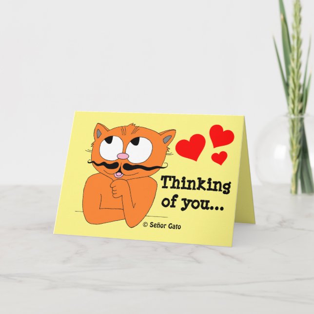 Carte romantique "À penser à vous" Cartoon Mustach (Devant)