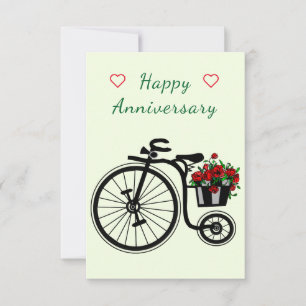 Carte romantique Anniversaire avec Vélo Fleurs
