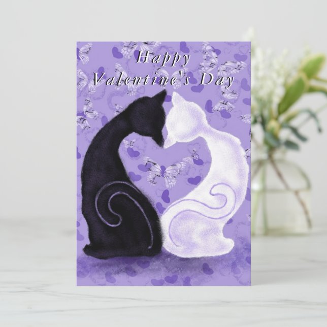 Carte Romantique Couple Chat Valentine's Day Card (Debout devant)
